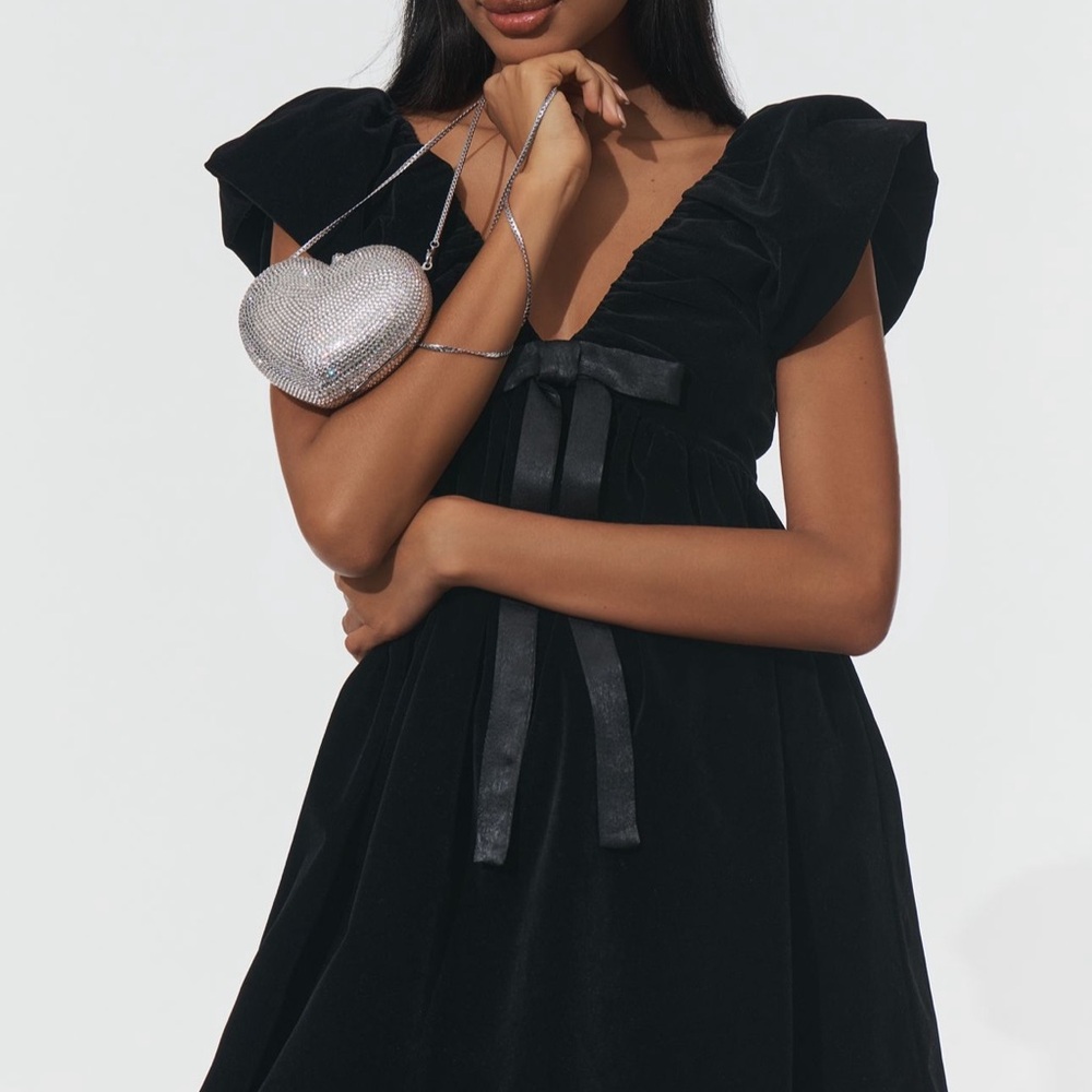 Endless rose velvet black mini dress